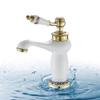 European-Style Copper Bathroom Faucet, White Porcelain Finish, Hot and Cold view 3
