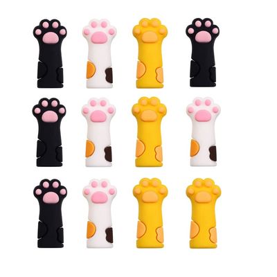 HomeSoGood 12-Piece Silicone Nail Tool Covers, Cat Paw Design, 3 Colors