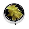 Yellow Flower Round Pill Organizer, Portable Travel Pill Box view 1