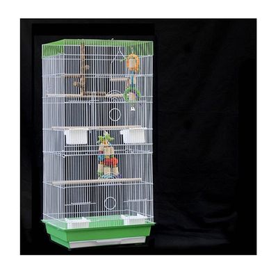 SISWIM Large Bird Cage with Feeder Stand and Breeding Cage, Green, Size C
