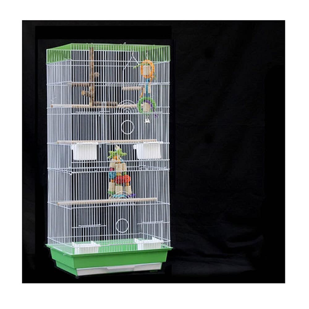 SISWIM Large Bird Cage with Feeder Stand and Breeding Cage, Green, Size C