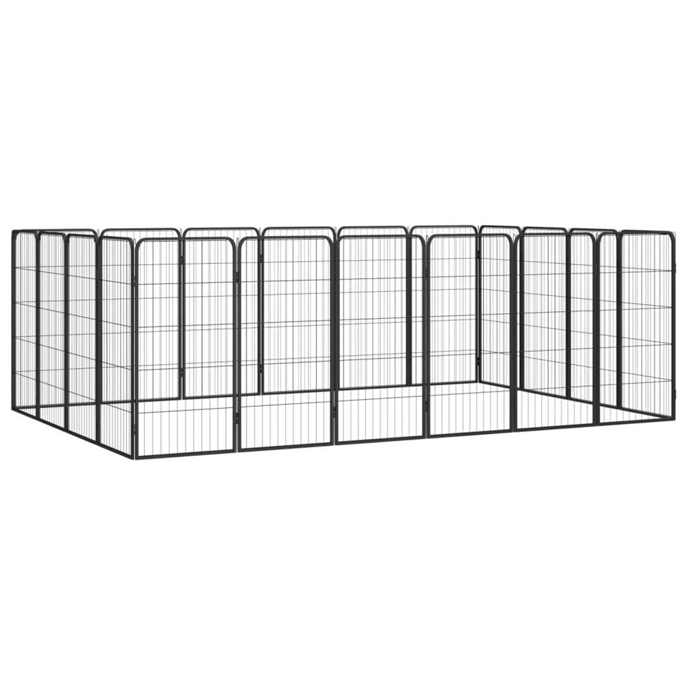 INLIFE 20-Piece Black Dog Kennel 300 x 200 x 100 cm, Powder-Coated Steel, 32.5 kg