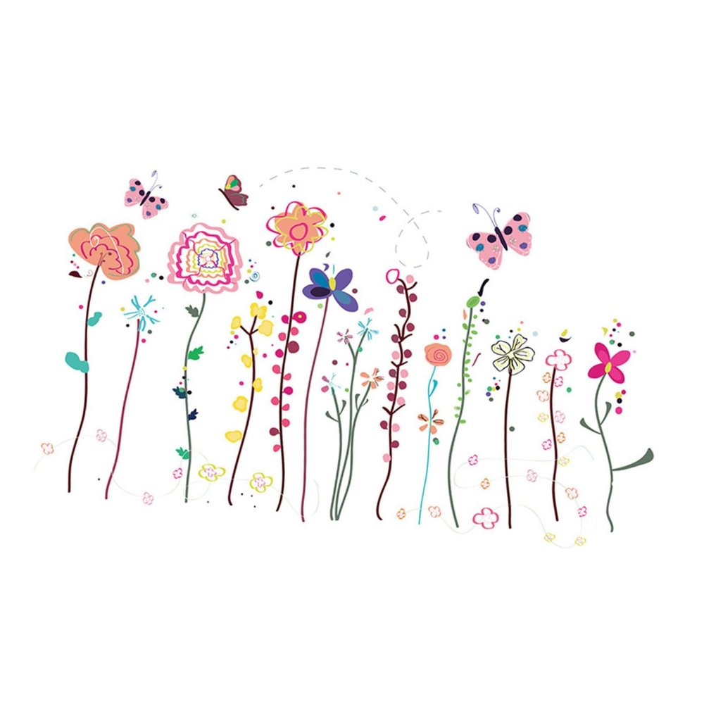 Floral PVC Wall Stickers, 1 Set, Hand-Painted, Multicolor