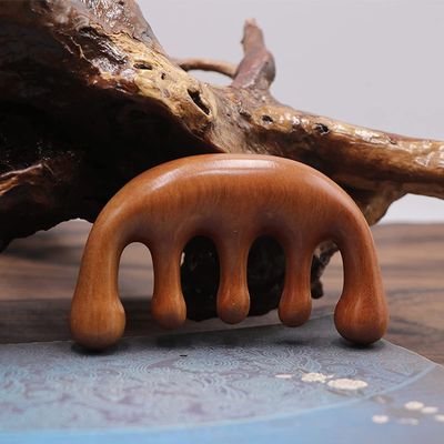 DUUDAH Green Sandalwood Massage Comb, Meridian Comb, Wide-Tooth Scalp Massager