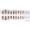 24 Medium-Length Pink and White Press-On Nails with Floral, Rhinestone & Crown Designs view 3