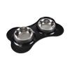 Love Story Double Stainless Steel Bowl with Plastic Holder, Bone-Shaped, Ø14/9 cm, 45 x 27 cm, Black view 1