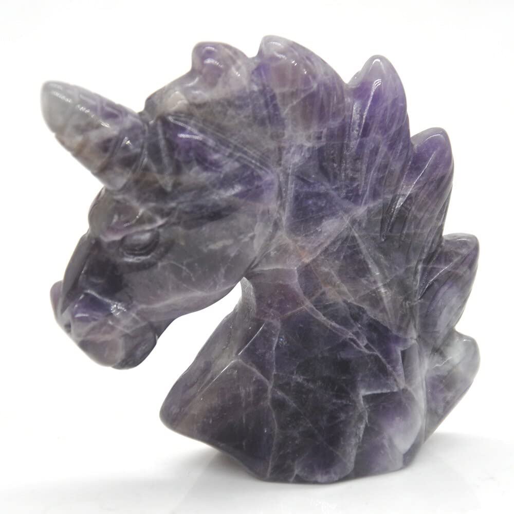 HXSCOO 2" Lucky Natural Healing Crystal Animal Stone-Carved Ornament, Elephant, Turtle, Cat, Dog, Wolf, Snake, Fox Statue, Gift (Color: U Amethyst)