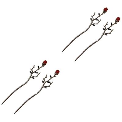 Beavorty Metallic Four-Rose Hair Stick