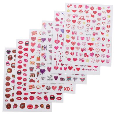 Mikinona 12-Sheet Heart and Lip Valentine's Day Nail Stickers