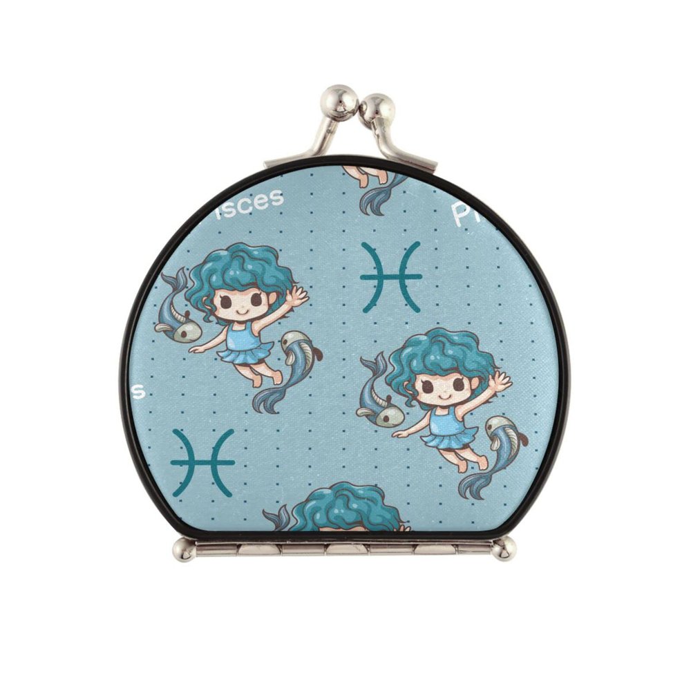 Vnurnrn Pisces Constellation Star Point Makeup Mirror for Handbags, Foldable Compact Travel Mirror
