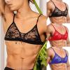 Men's Sissy Lace Satin Bra/G-String Lingerie Top view 2