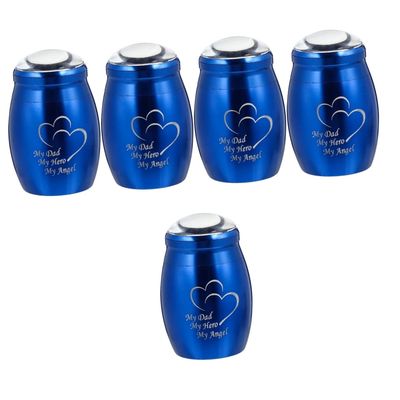 Warmhm 5-Pack Mini Stainless Steel Cremation Urns with Lids for Pet Ashes