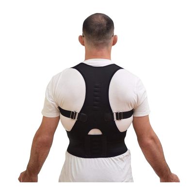 DERBUT Orthopedic Magnetic Vest Posture Corrector Belt, Adjustable Posture Corrector Corset Back Support Brace (Black, Large)