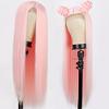 LUCBEI 26-Inch Long Straight Pink Synthetic Wig for Women view 2