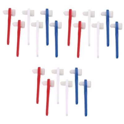 Healeved 18-Piece Adult Double-Sided Denture Brushes, White, Blue and Red