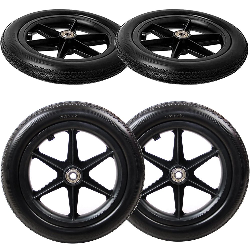 WORDFUN Wheelchair Replacement Rear Wheels, 2-Pack, 12-Inch PU