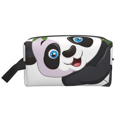 WOWBED Naughty Panda Printed Large Makeup Bag with Zipper, White, One Size