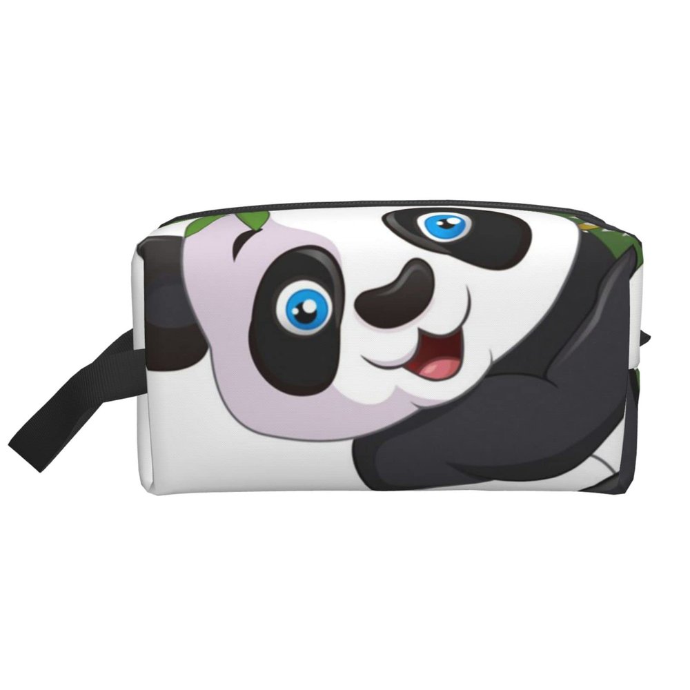 WOWBED Naughty Panda Printed Large Makeup Bag with Zipper, White, One Size