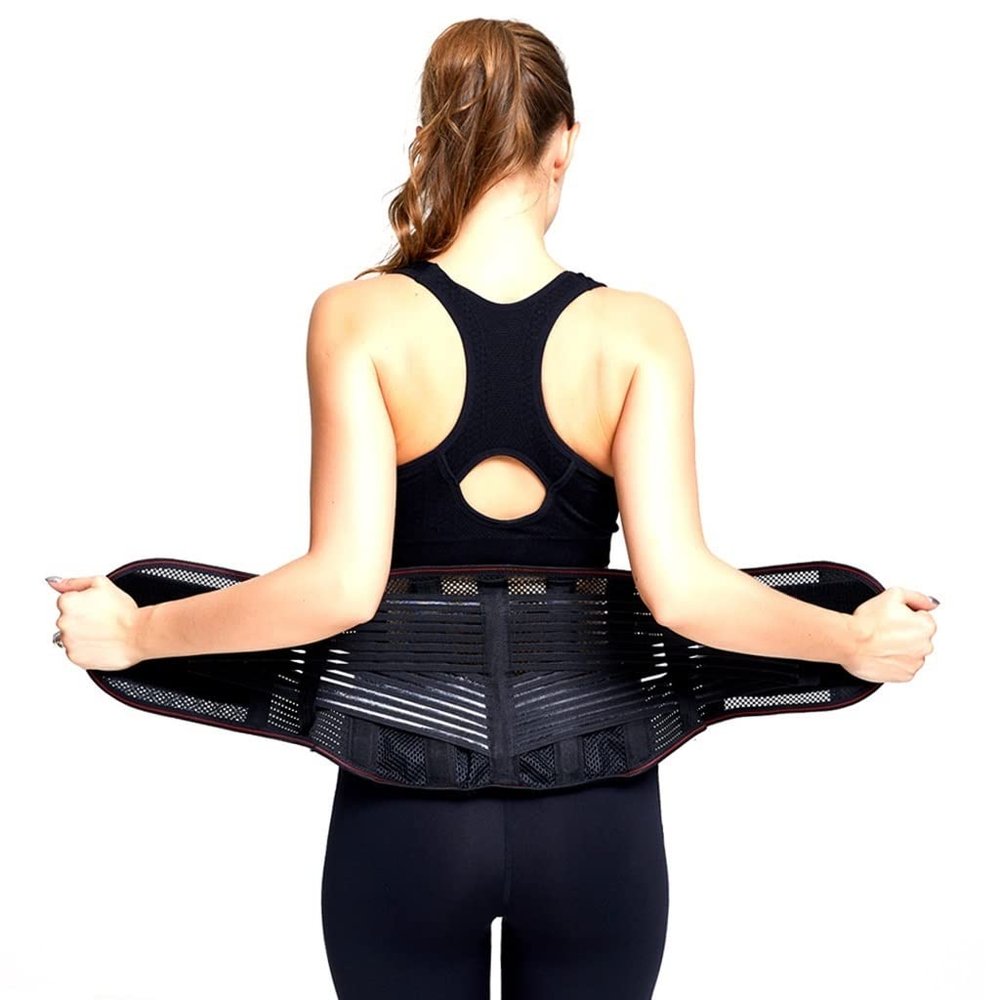 TIIFFY Lumbar Support Brace with Removable Pads and Steel Stays (Size: L)