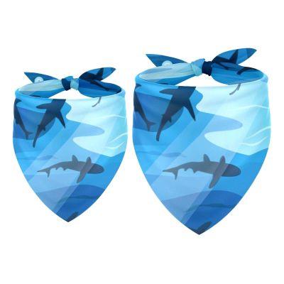 Shark Ocean Dog Bandanas, Chiffon Triangle Scarves, 2-Pack