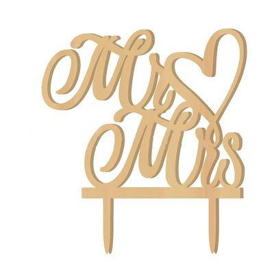 Wambere Mr & Mrs Wedding Cake Topper, Wooden