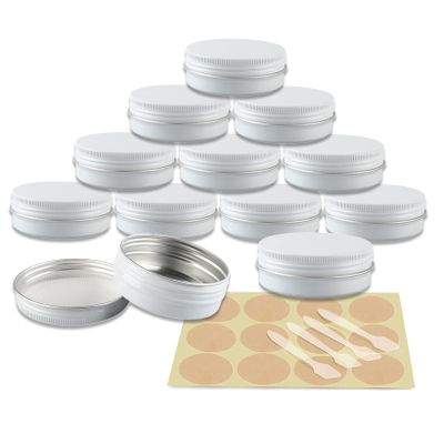 YANCAER 50-Pack 60 mL White Aluminum Tins with Screw-Top Lids, 68 mm x 27 mm