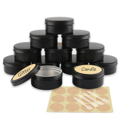 YANCAER 100-Pack 150 mL Matte Black Aluminum Tins, 83 mm x 38 mm, with Screw-Top Lids