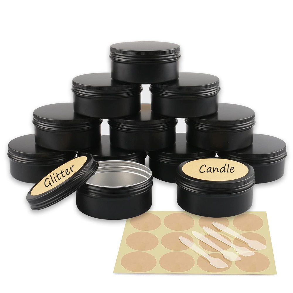 YANCAER 100-Pack 150 mL Matte Black Aluminum Tins, 83 mm x 38 mm, with Screw-Top Lids