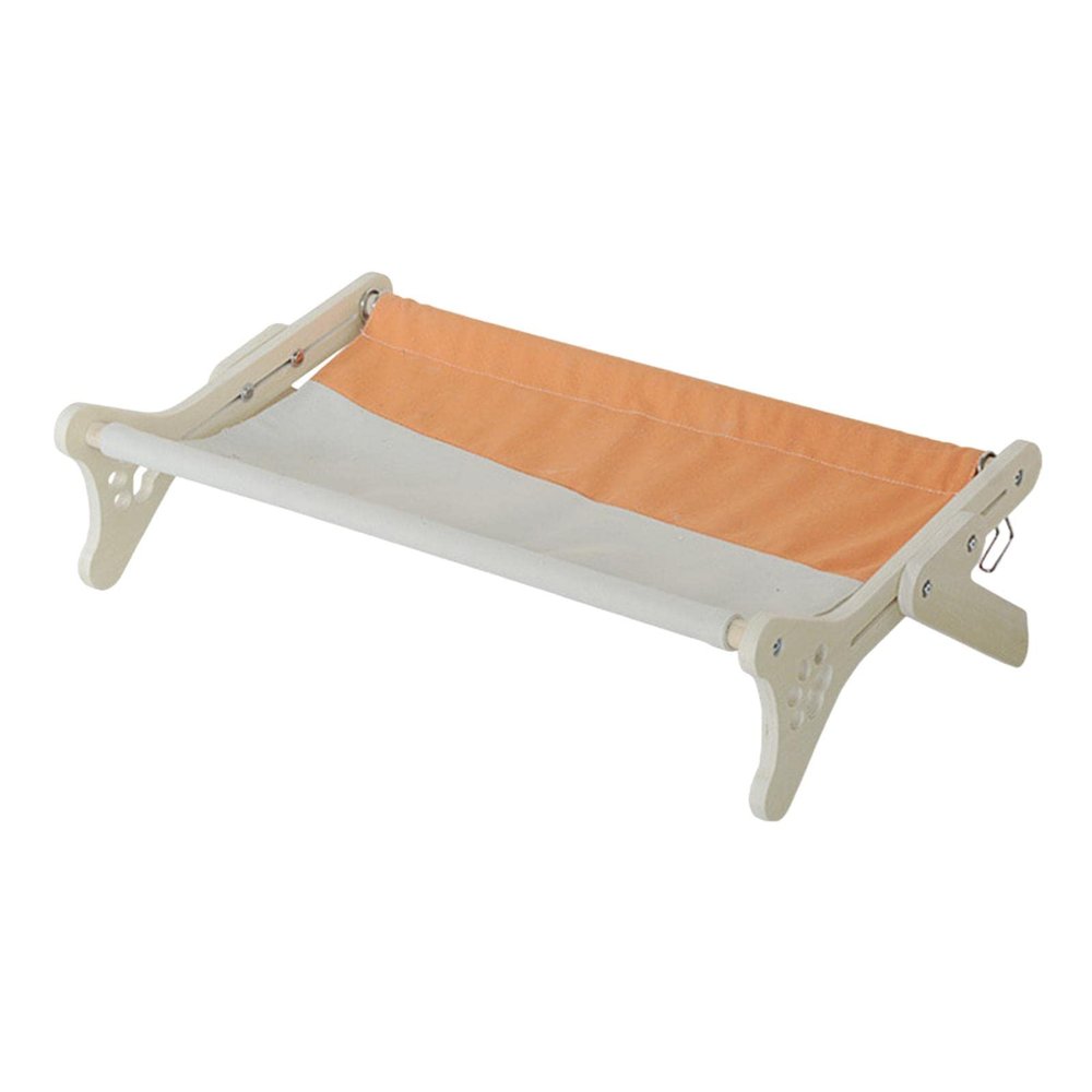 Leeadwaey Pet Hammock, Cat Window Perch, Wood Frame, Shelf, Window, Chair, Orange