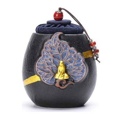 DERBUT Funeral Urn, Exquisite Ceramic Pet Coffin Urn for Cats and Dogs, Memorial for Cremated Pets and Decorative Sealed Cylinder for Collection or Burial