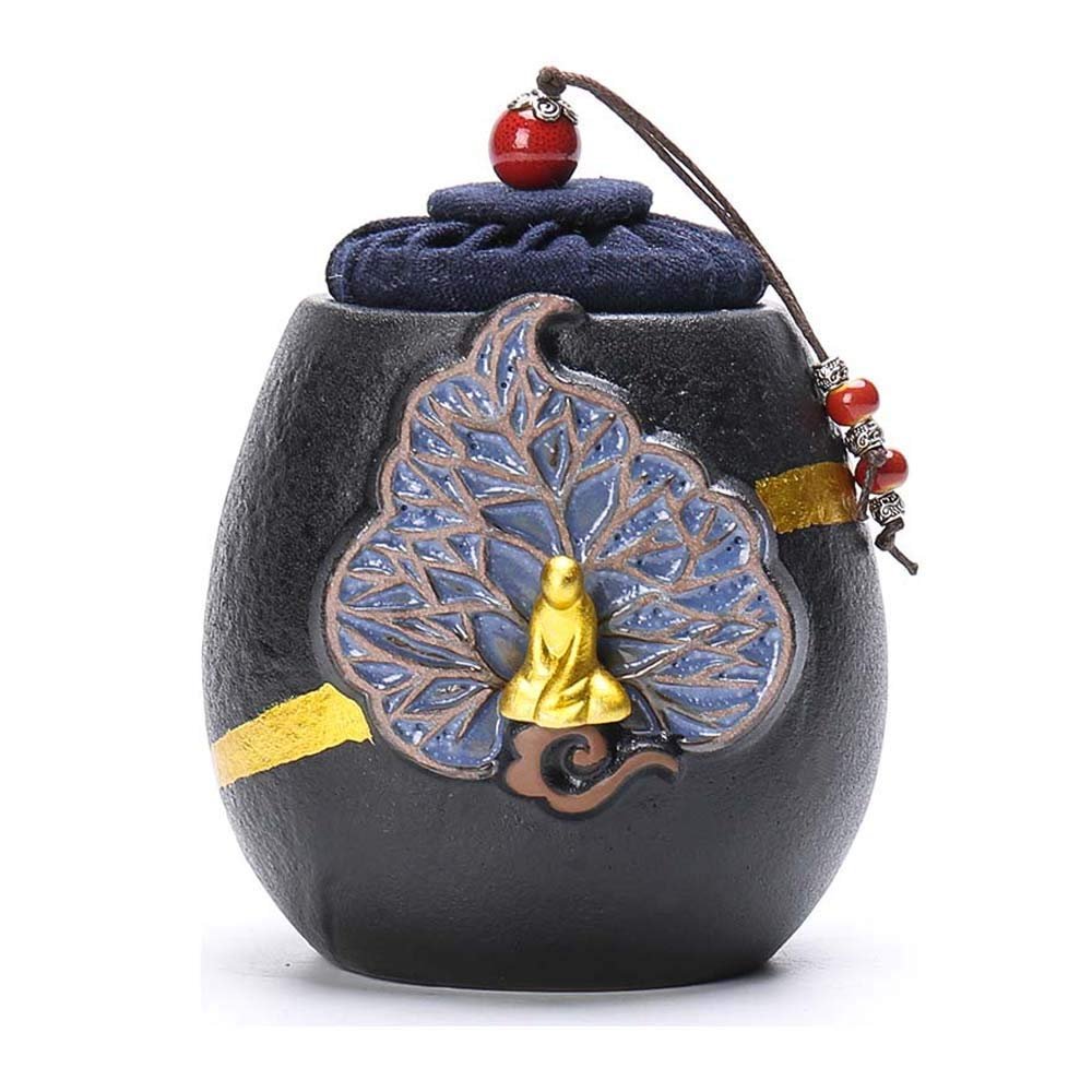 DERBUT Funeral Urn, Exquisite Ceramic Pet Coffin Urn for Cats and Dogs, Memorial for Cremated Pets and Decorative Sealed Cylinder for Collection or Burial