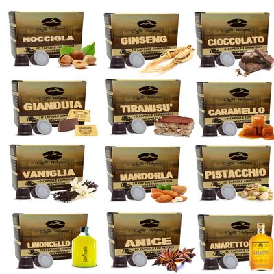 Caff Vulcanus - 120 Capsules Compatible with Nespresso Home Coffee Machines - 12-Flavor Tasting Pack