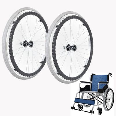 DIBAKO 24-Inch Solid Rear Wheel Replacement Set for Manual Wheelchairs, Gray