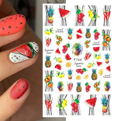 Self-Adhesive Nail Stickers, Summer Fruit Nail Art Decals, Kiwi, Coconut, Papaya, Melon and Banana, F764