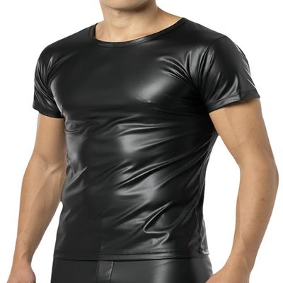 Manview Black Latex-Like Men's Short-Sleeve Top