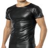 Manview Black Latex-Like Men's Short-Sleeve Top view 1