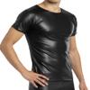 Manview Black Latex-Like Men's Short-Sleeve Top view 2