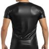 Manview Black Latex-Like Men's Short-Sleeve Top view 3