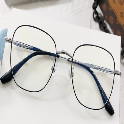 NEWADA Large Metal Reading Glasses, Blue-Light Blocking, Unisex, Oversized Square Frame, Anti-Glare, Black-Silver, +1.00
