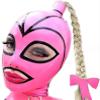 SALANSEX Pink Latex Full-Face Hood with Braids, Bows and Zipper view 1