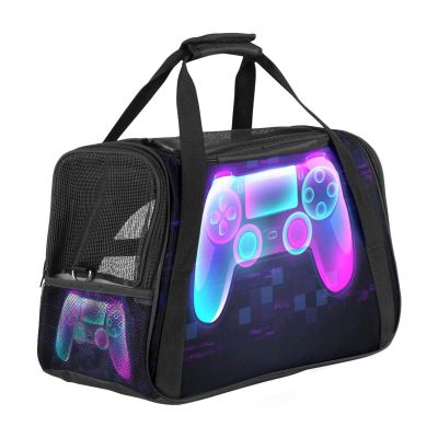 Pet Carrier, Neon Gaming Controller, Soft-Sided, for Corgis, Cats, Dogs and Puppies, Comfortable, Portable, Foldable, Airline-Approved
