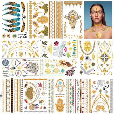 URAQT Metallic Tattoos, 14 Waterproof Sheets of Temporary Tattoo Paper