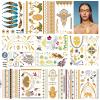 URAQT Metallic Tattoos, 14 Waterproof Sheets of Temporary Tattoo Paper view 1