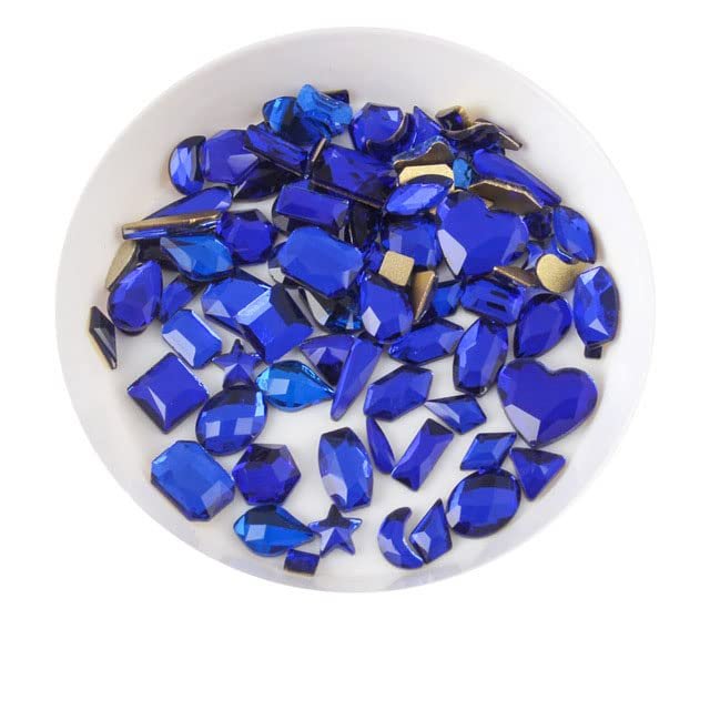 Mixed-Shape Crystal AB 3D Flatback Nail Art Rhinestones, Sapphire, 100 Pieces