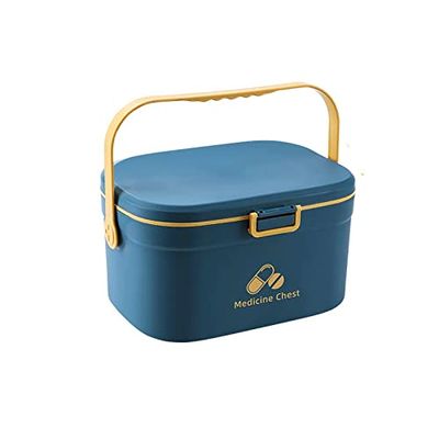 luckxuan Portable First Aid Kit Home Medicine Storage Box, Blue, Size S