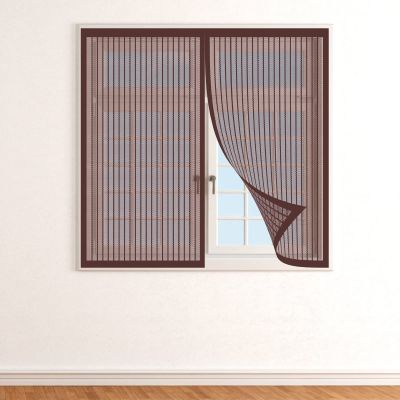 Magnetic Window Insect Screen 75 x 165 cm, Washable Mesh, Brown