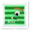 CreaDesign Personalized Kids' Pillow 40 x 40 cm, Monster Design, Green, Black Back view 2