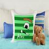 CreaDesign Personalized Kids' Pillow 40 x 40 cm, Monster Design, Green, Black Back view 3