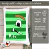 CreaDesign Personalized Kids' Pillow 40 x 40 cm, Monster Design, Green, Black Back view 4