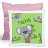 CreaDesign Personalized Children's Cushion 40 x 40 cm with Name, Feather Filling, Koala Boy Motif, Pink Back view 1